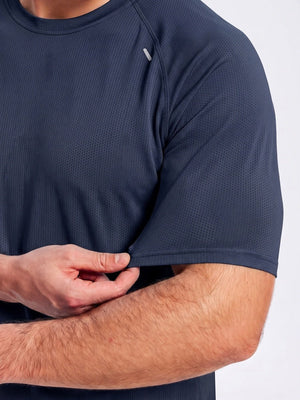 TACVASEN Navy Men's Dry Fit Shirts Mesh Short Sleeve Athletic