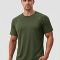 TACVASEN Army Green Men's Dry Fit Shirts Mesh Short Sleeve Athletic