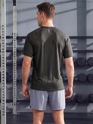 TACVASEN Black Men's Dry Fit Shirts Mesh Short Sleeve Athletic