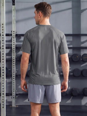 TACVASEN Medium Grey Men's Dry Fit Shirts Mesh Short Sleeve Athletic