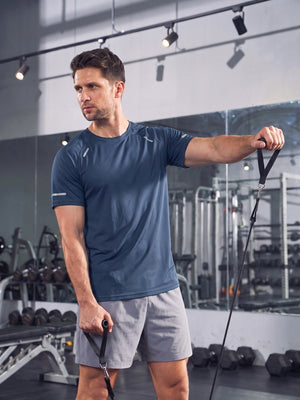 TACVASEN Blue Grey Men's Dry Fit Shirts Mesh Short Sleeve Athletic