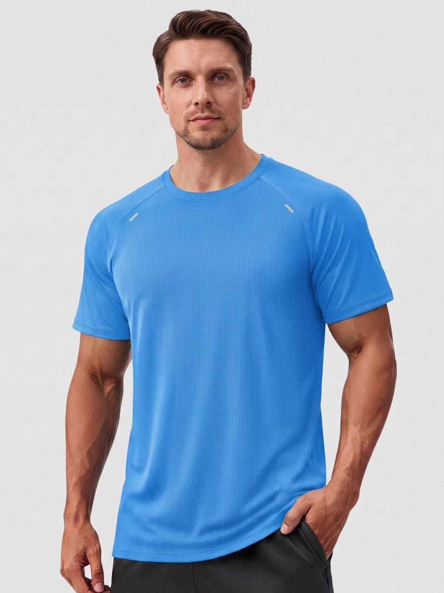 TACVASEN Azure Men's Dry Fit Shirts Mesh Short Sleeve Athletic