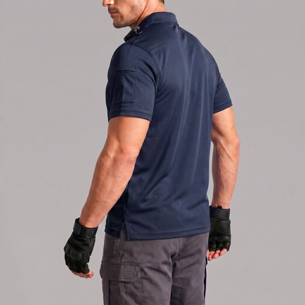 TACVASEN Navy Men's Dry Fit UPF 50+ Golf Workwear Tactical Polo Shirt