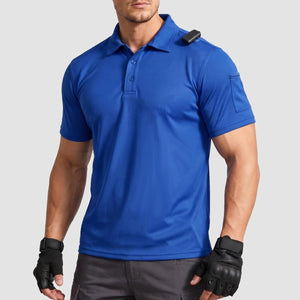 TACVASEN Colorblue Men's Dry Fit UPF 50+ Golf Workwear Tactical Polo Shirt