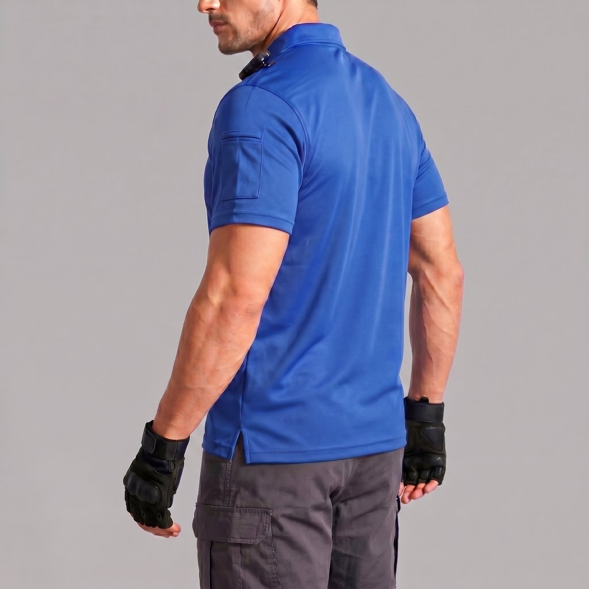 TACVASEN Colorblue Men's Dry Fit UPF 50+ Golf Workwear Tactical Polo Shirt