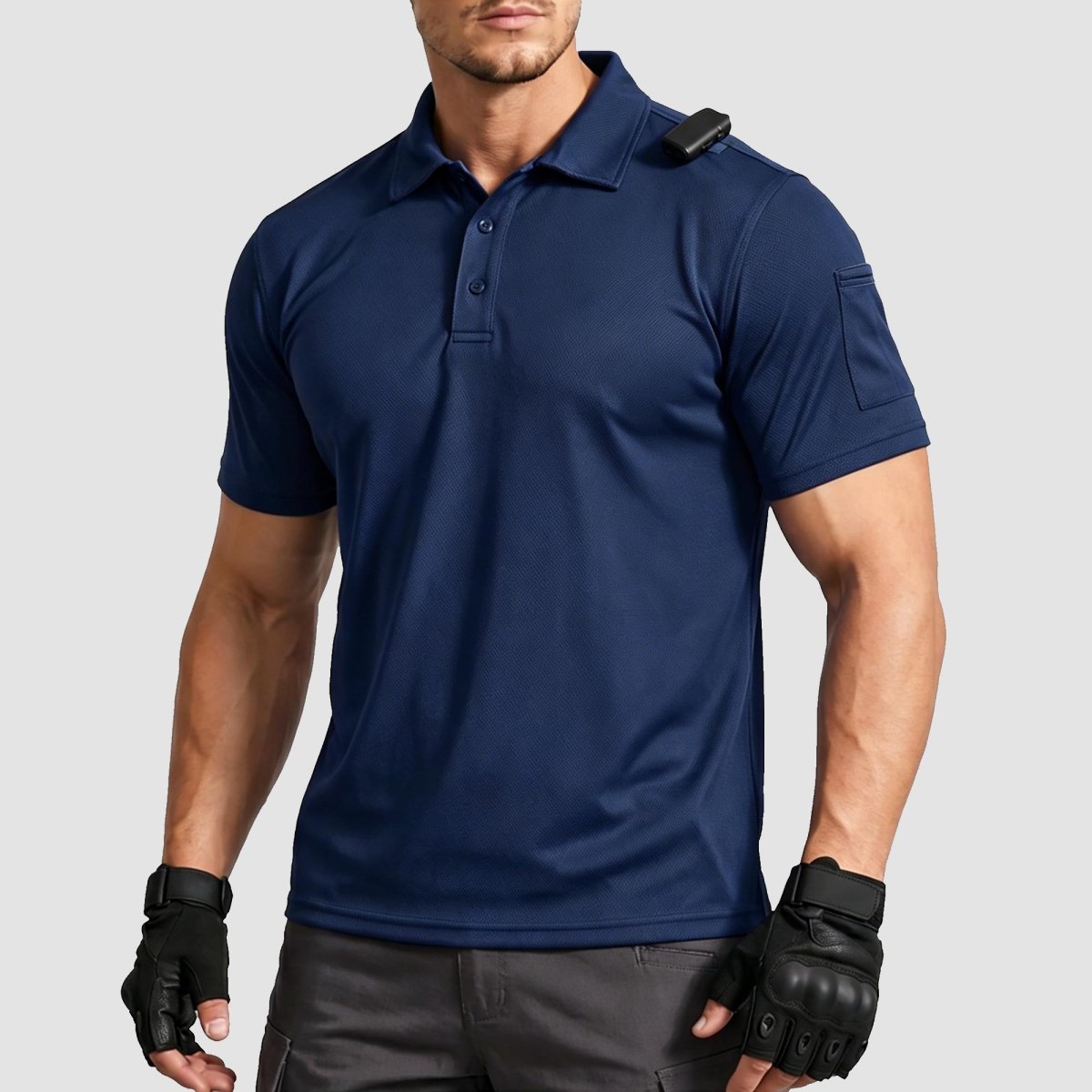 TACVASEN Navy Men's Dry Fit UPF 50+ Golf Workwear Tactical Polo Shirt
