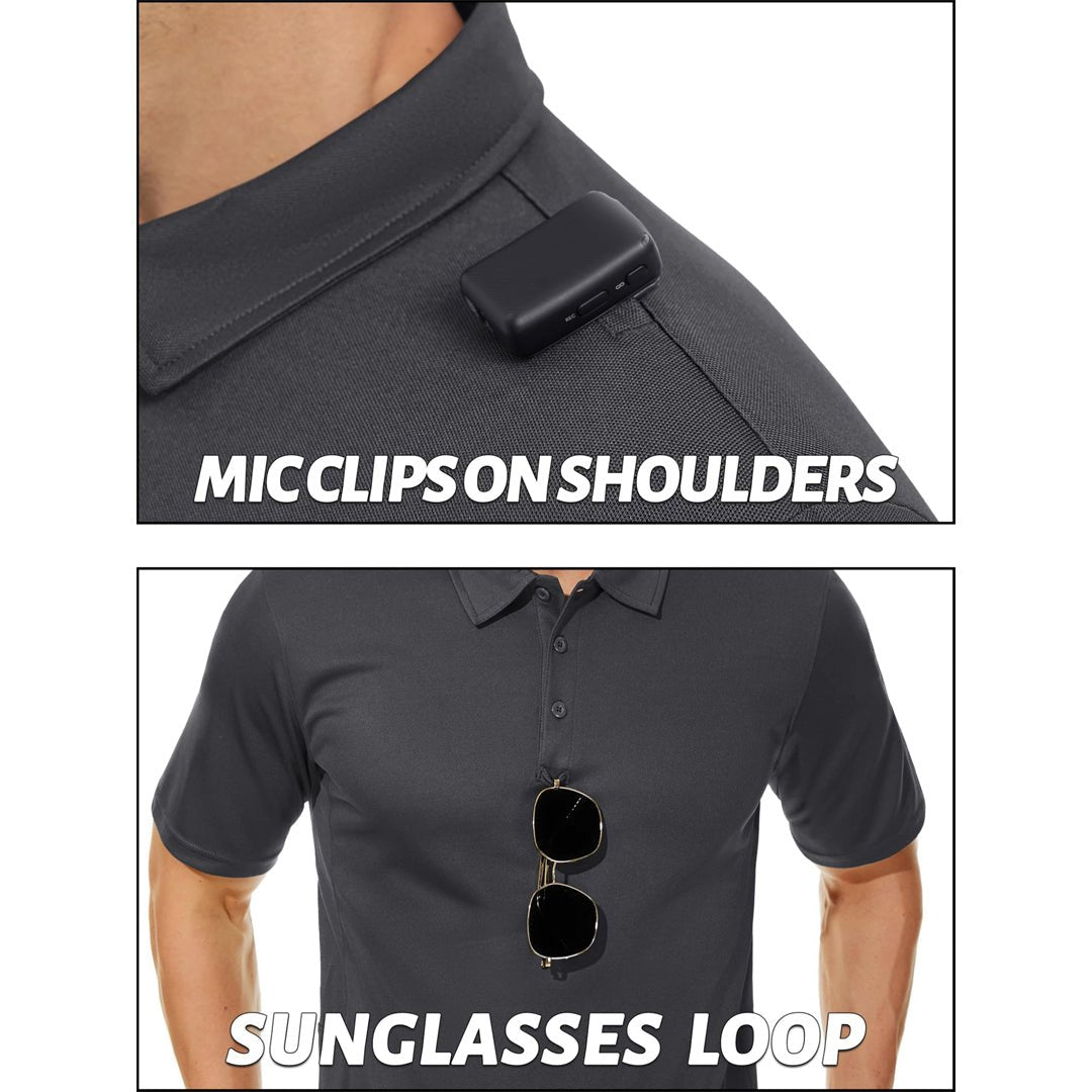TACVASEN Dark Grey Men's Dry Fit UPF 50+ Golf Workwear Tactical Polo Shirt