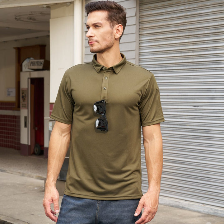 Men's Dry Fit UPF 50+ Golf Workwear Tactical Polo Shirt - AT24M3204
