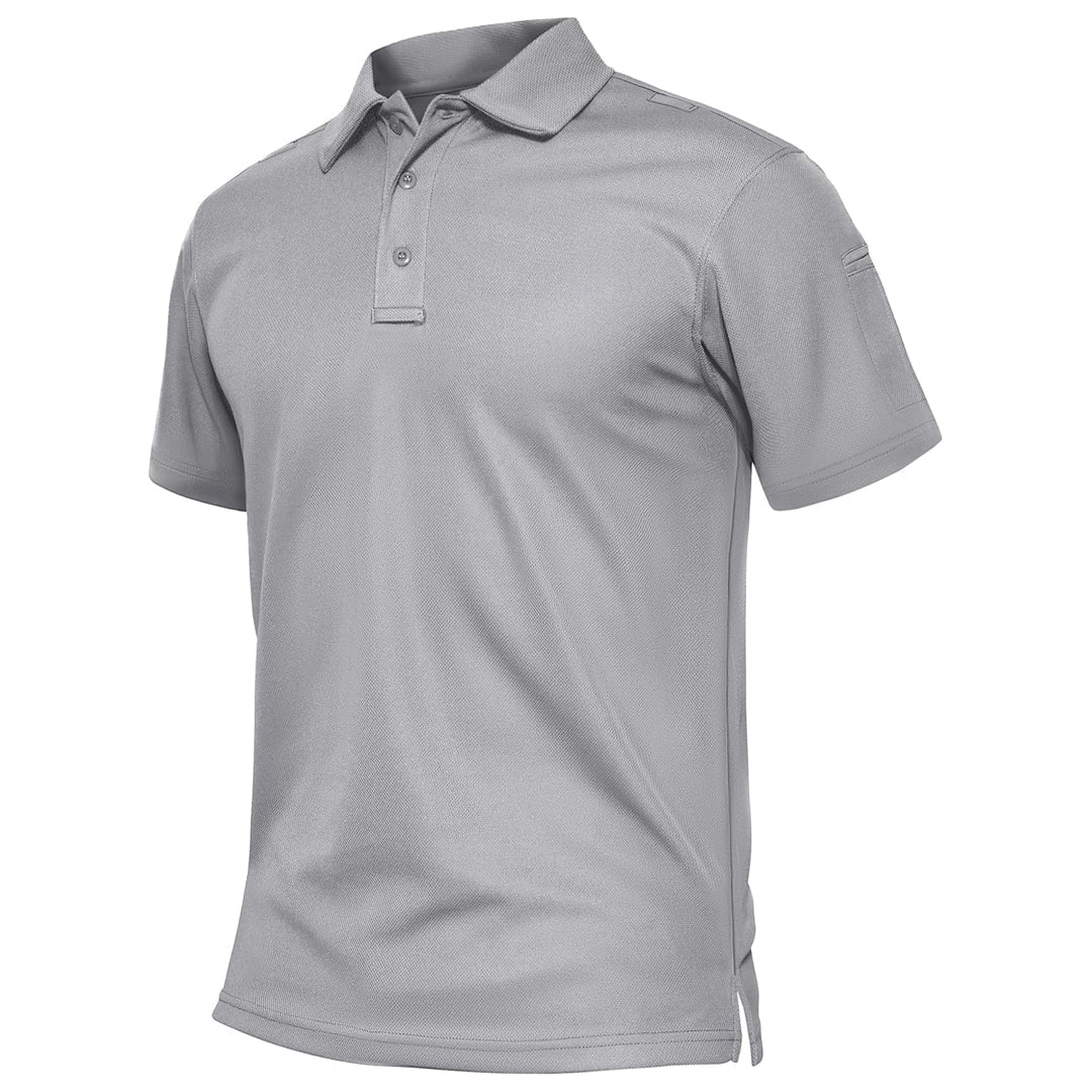 TACVASEN Light Gray Men's Dry Fit UPF 50+ Golf Workwear Tactical Polo Shirt