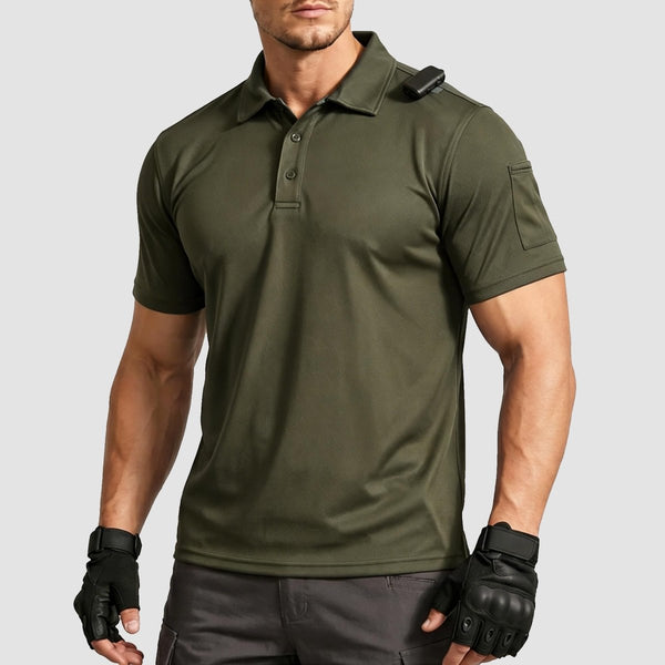 TACVASEN Army Green Men's Dry Fit UPF 50+ Golf Workwear Tactical Polo Shirt