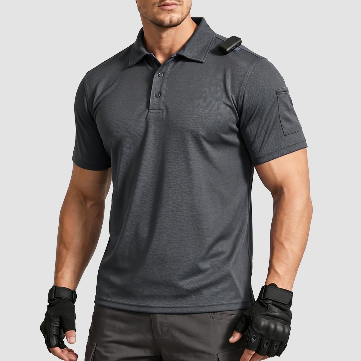 TACVASEN Dark Grey Men's Dry Fit UPF 50+ Golf Workwear Tactical Polo Shirt