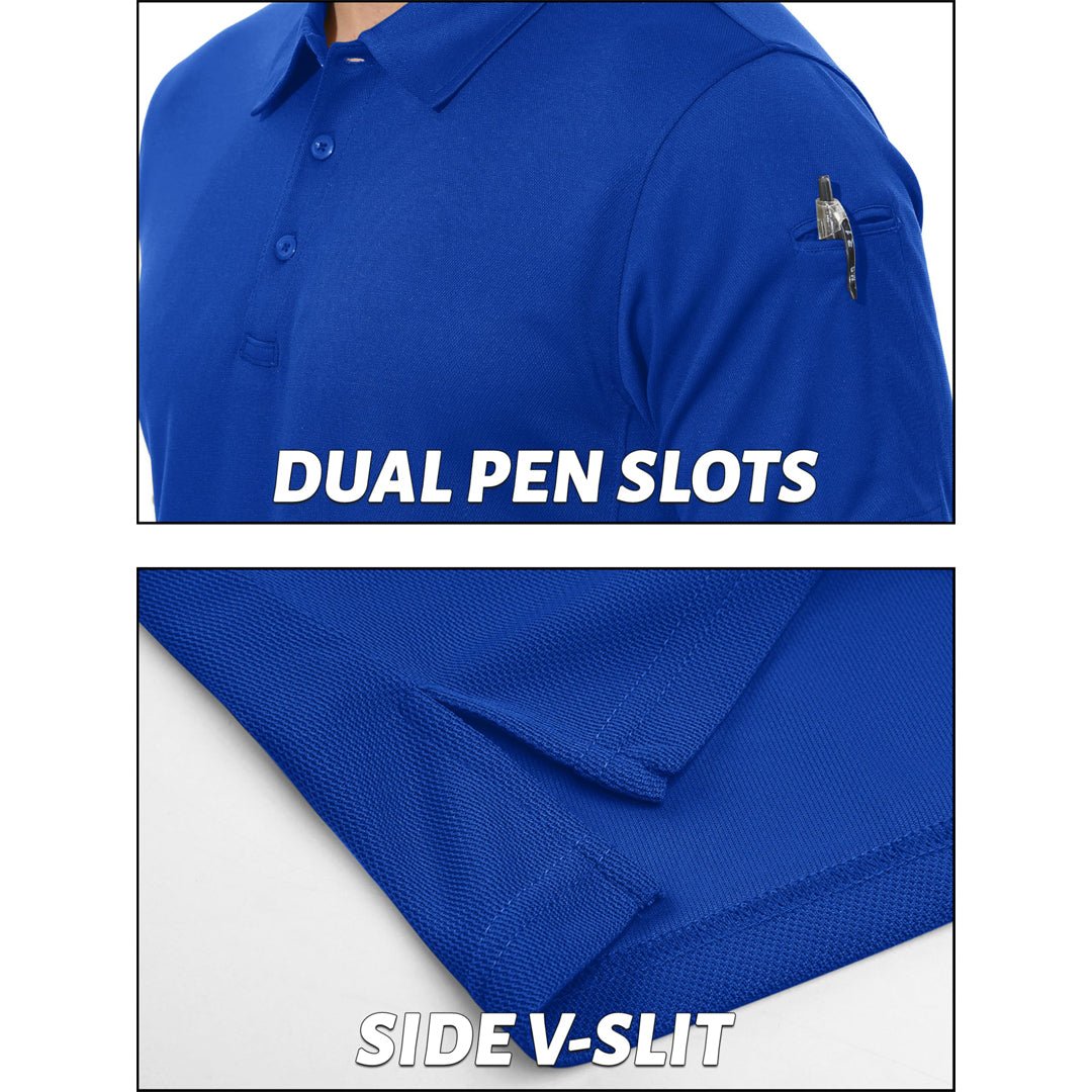 TACVASEN Colorblue Men's Dry Fit UPF 50+ Golf Workwear Tactical Polo Shirt
