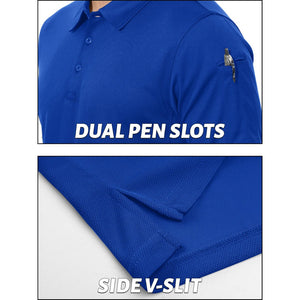 TACVASEN Colorblue Men's Dry Fit UPF 50+ Golf Workwear Tactical Polo Shirt