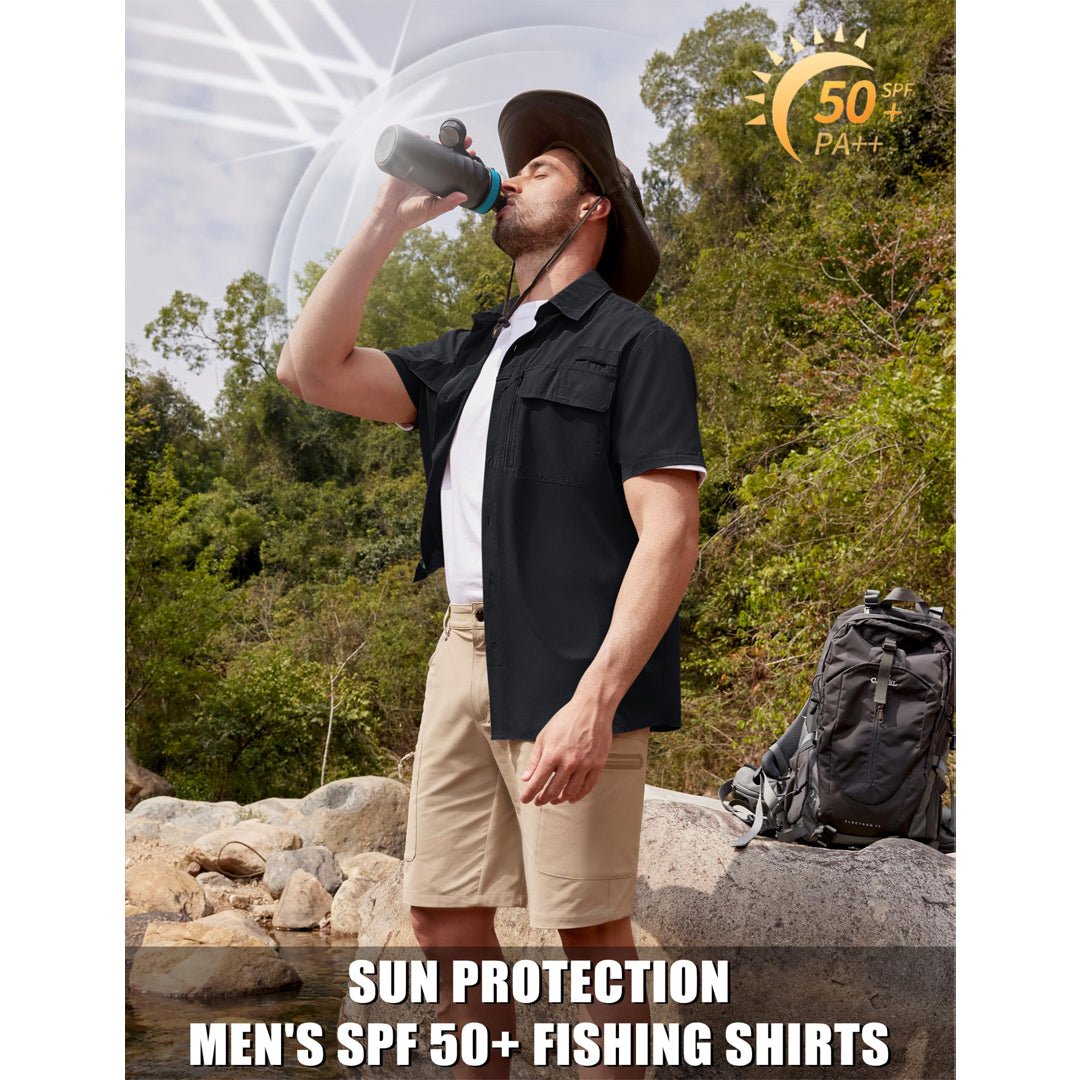 TACVASEN Blue Grey Fishing Shirt UPF 50+ Lightweight Outdoor Shirt
