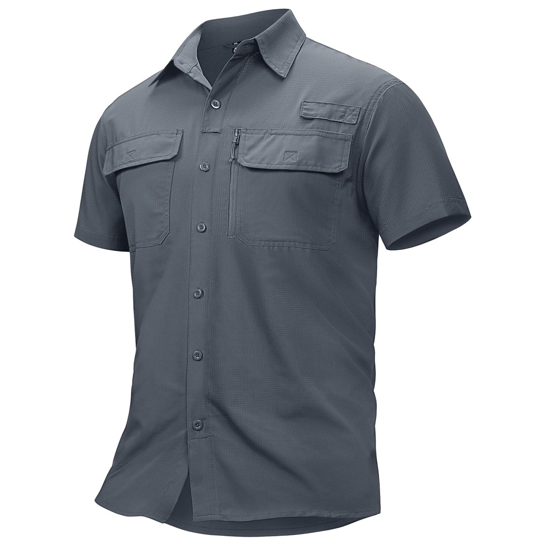 TACVASEN Dark Grey Fishing Shirt UPF 50+ Lightweight Outdoor Shirt