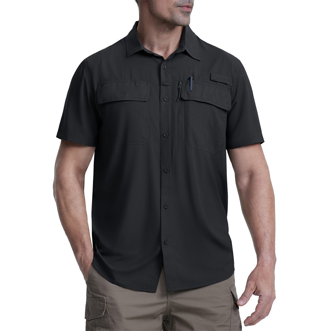 TACVASEN Black Fishing Shirt UPF 50+ Lightweight Outdoor Shirt
