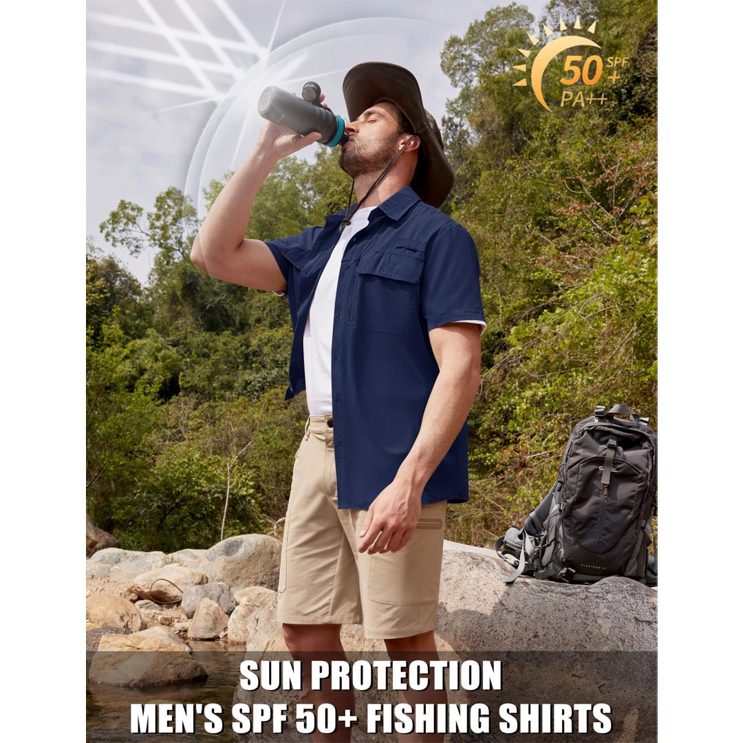 TACVASEN Blue Grey Fishing Shirt UPF 50+ Lightweight Outdoor Shirt
