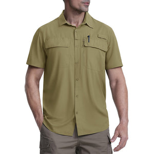 TACVASEN Khaki Fishing Shirt UPF 50+ Lightweight Outdoor Shirt