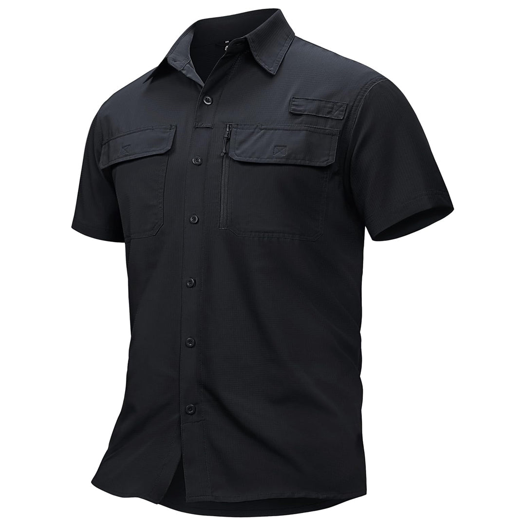 TACVASEN Black Fishing Shirt UPF 50+ Lightweight Outdoor Shirt