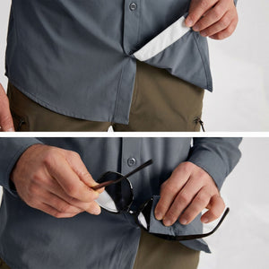 TACVASEN Dark Grey Men's Fishing Shirts UPF Sun Protection Shirts with Zipper Pockets