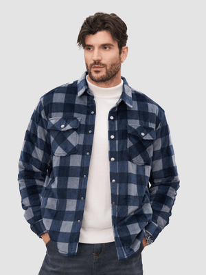 TACVASEN Black Grey Men's Flannel Quilted Lined Winter Jackets