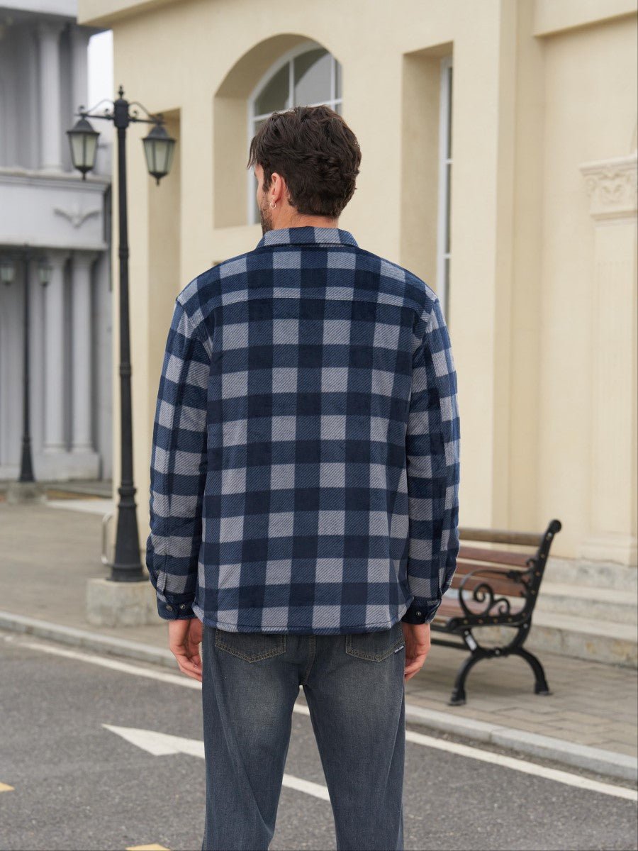 TACVASEN Black Grey Men's Flannel Quilted Lined Winter Jackets