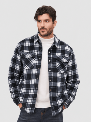 TACVASEN Black White Men's Flannel Quilted Lined Winter Jackets