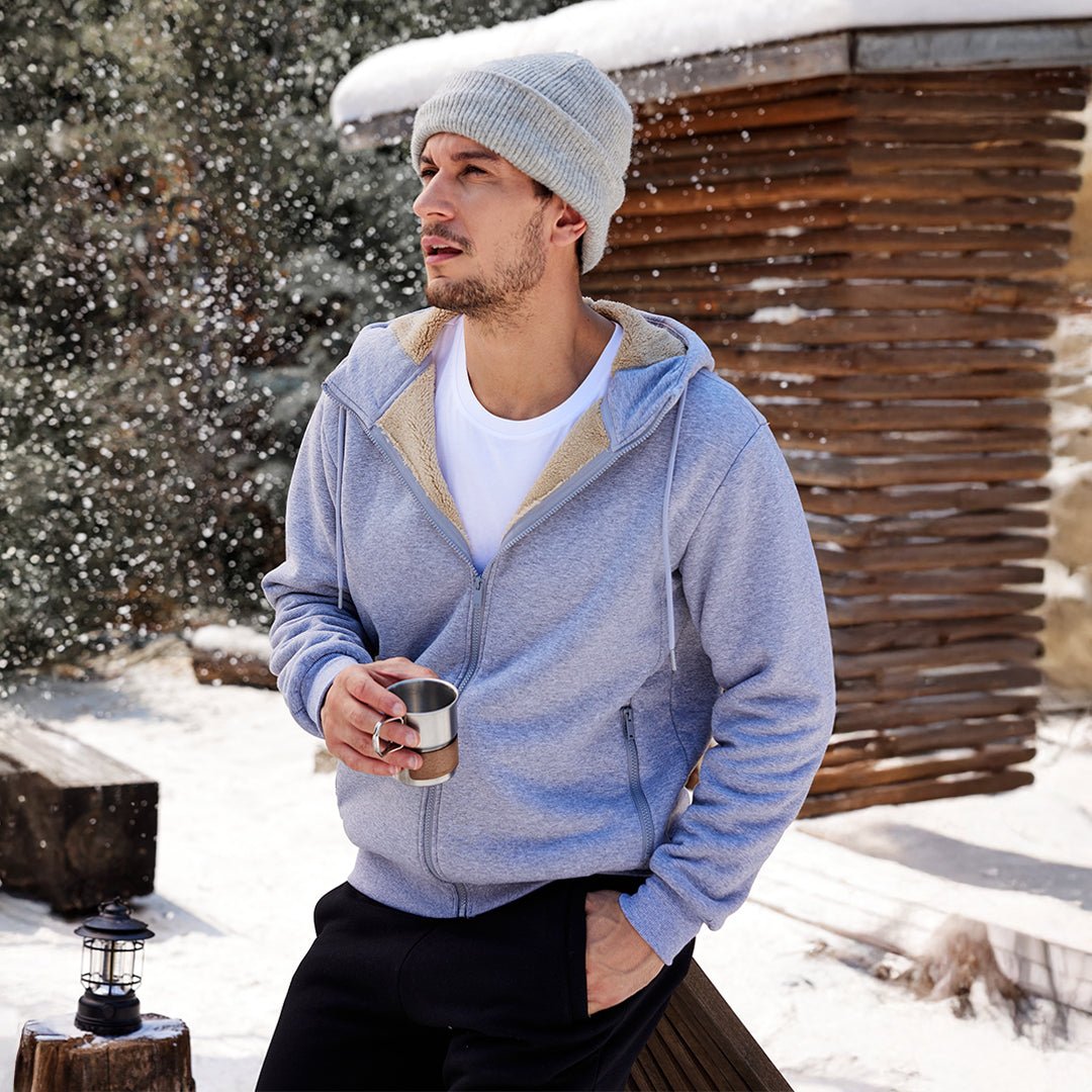 TACVASEN Khaki Men's Fleece Hoodie Jacket Windproof Winter Coats