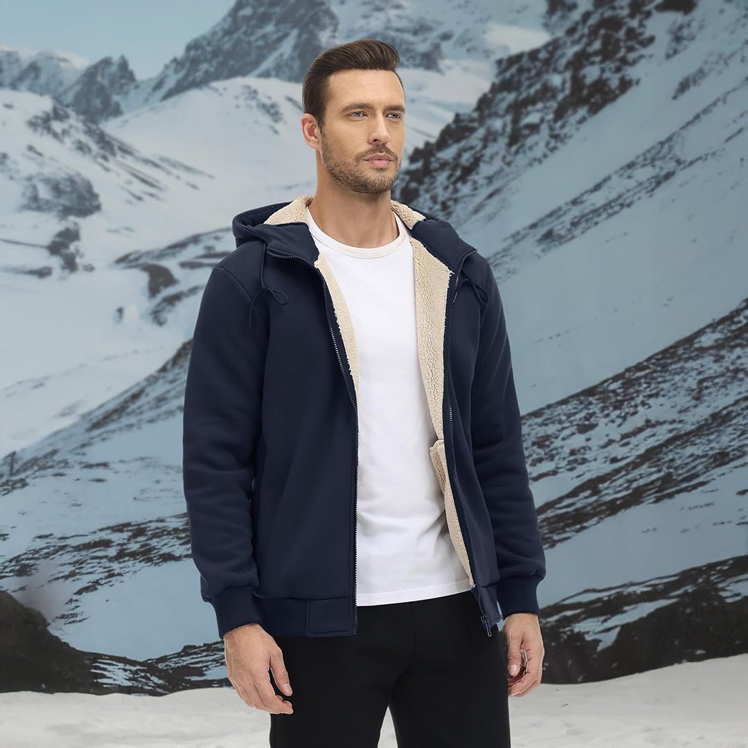 TACVASEN Khaki Men's Fleece Hoodie Jacket Windproof Winter Coats