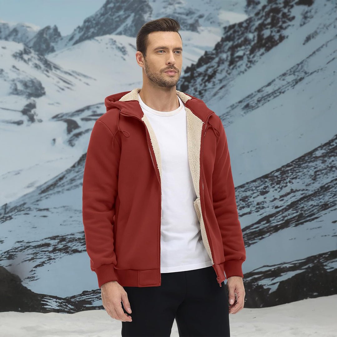 TACVASEN Khaki Men's Fleece Hoodie Jacket Windproof Winter Coats