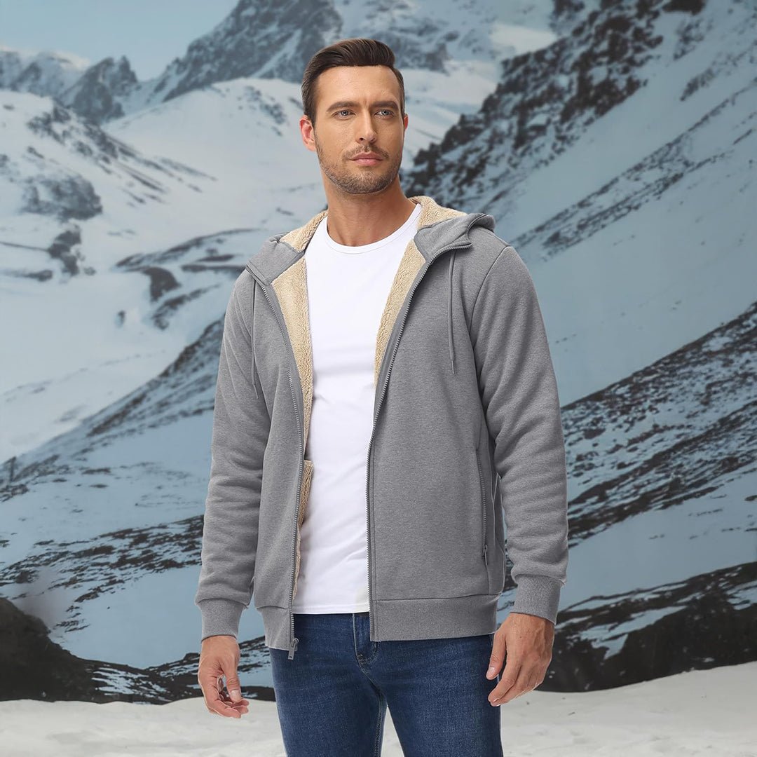 TACVASEN Khaki Men's Fleece Hoodie Jacket Windproof Winter Coats