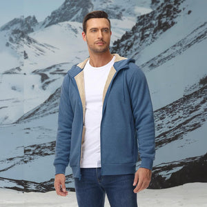 TACVASEN Khaki Men's Fleece Hoodie Jacket Windproof Winter Coats