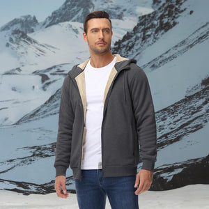TACVASEN Khaki Men's Fleece Hoodie Jacket Windproof Winter Coats