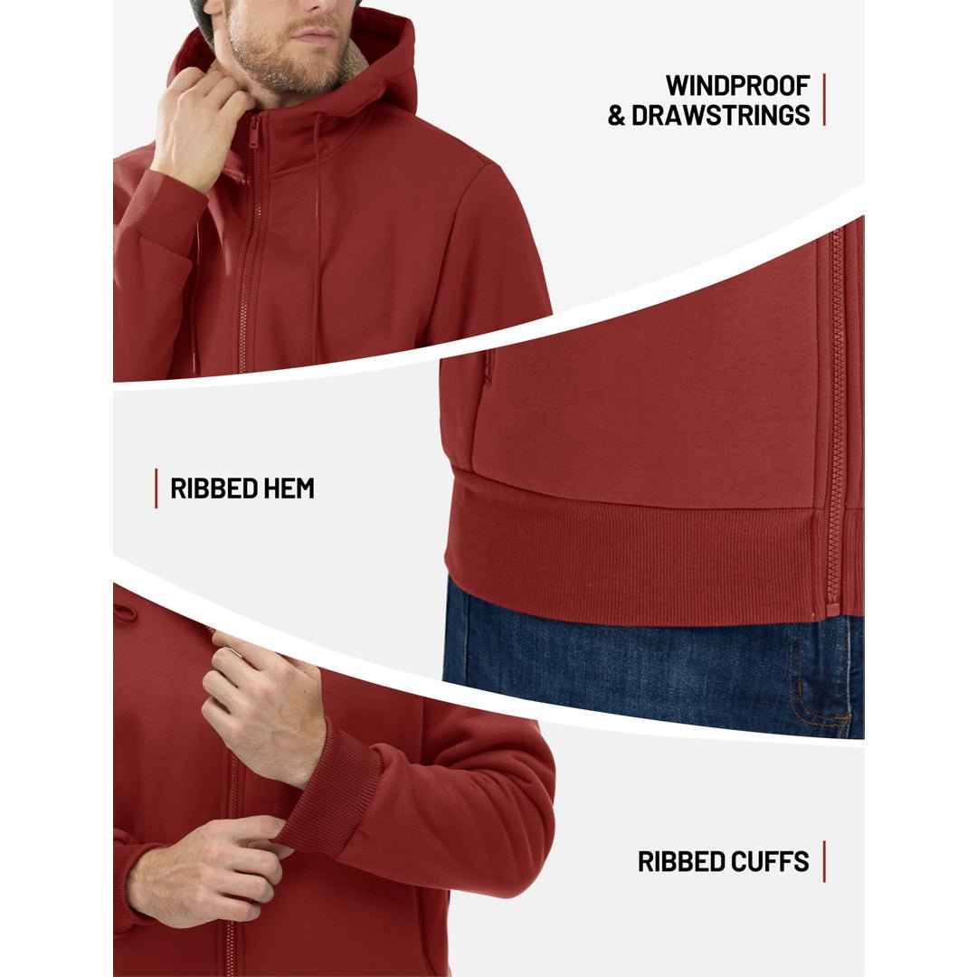 TACVASEN Khaki Men's Fleece Hoodie Jacket Windproof Winter Coats