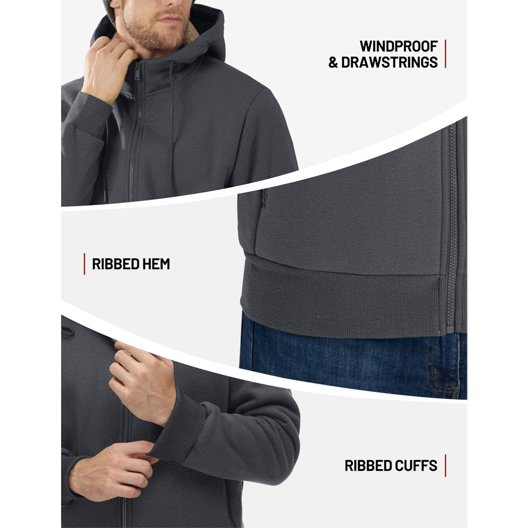 TACVASEN Khaki Men's Fleece Hoodie Jacket Windproof Winter Coats
