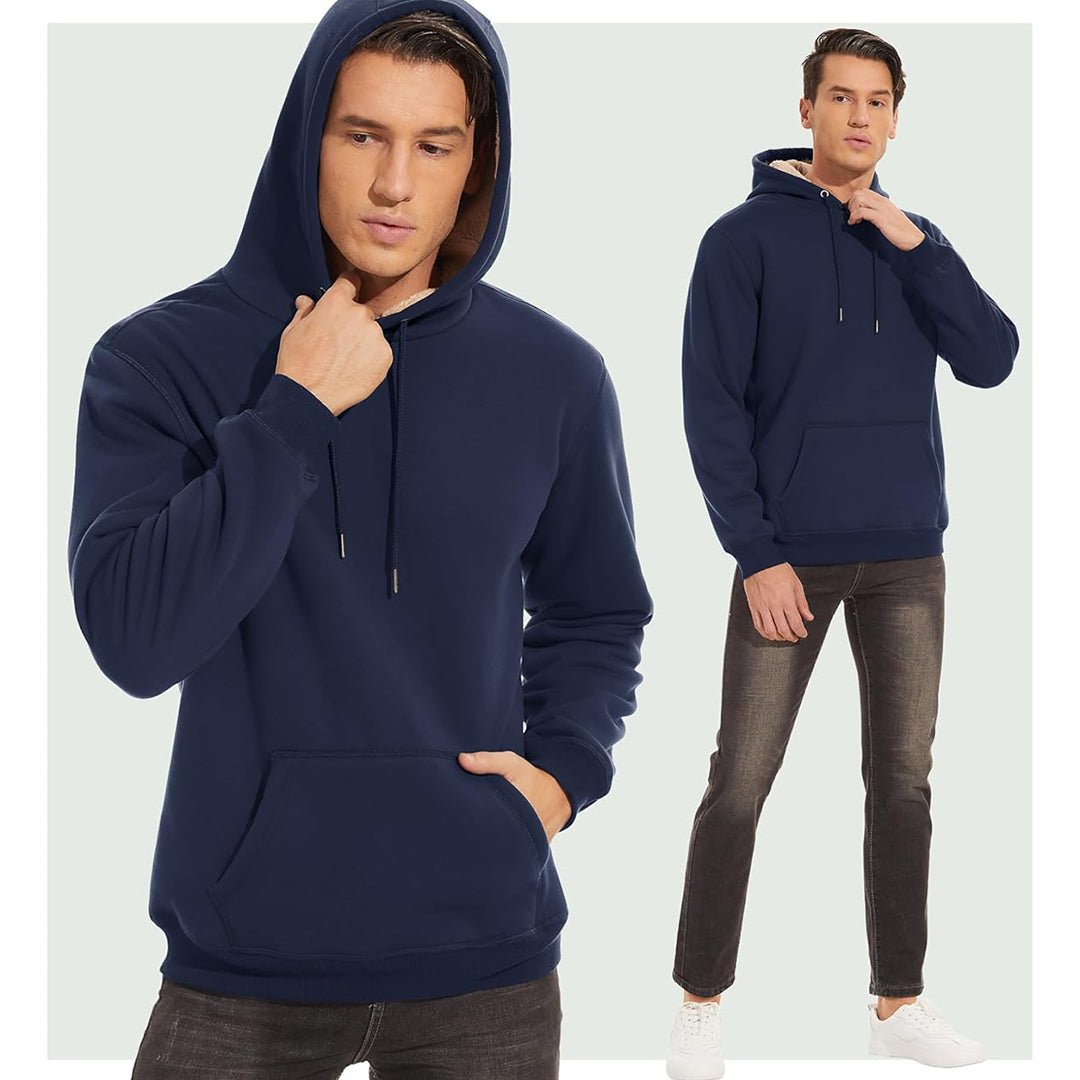 TACVASEN Navy Men's Fleece Hoodie Thick Fleece Lined Sweatshirt
