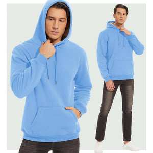 TACVASEN Sky Blue Men's Fleece Hoodie Thick Fleece Lined Sweatshirt