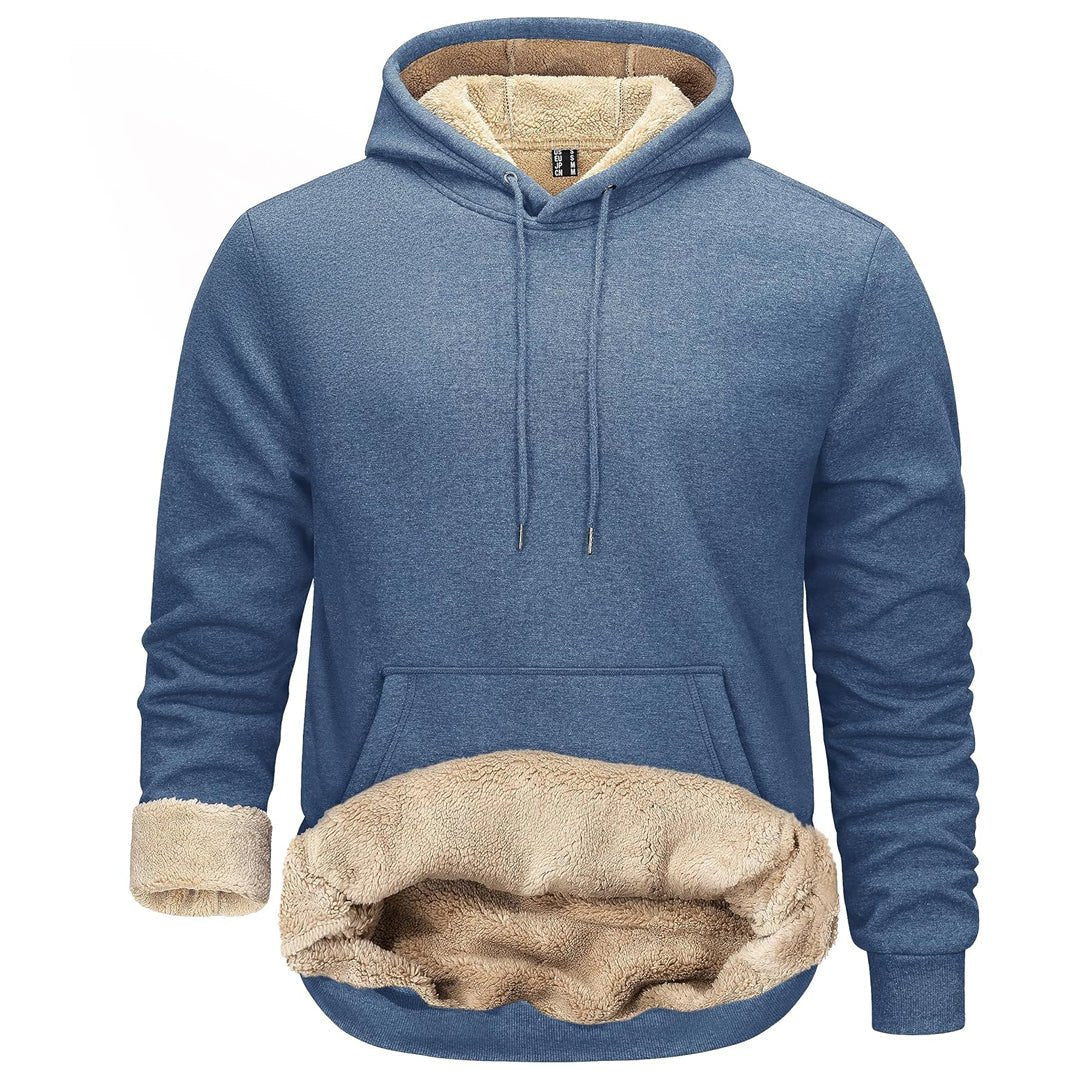 TACVASEN Blue Men's Fleece Hoodie Thick Fleece Lined Sweatshirt