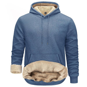 TACVASEN Blue Men's Fleece Hoodie Thick Fleece Lined Sweatshirt