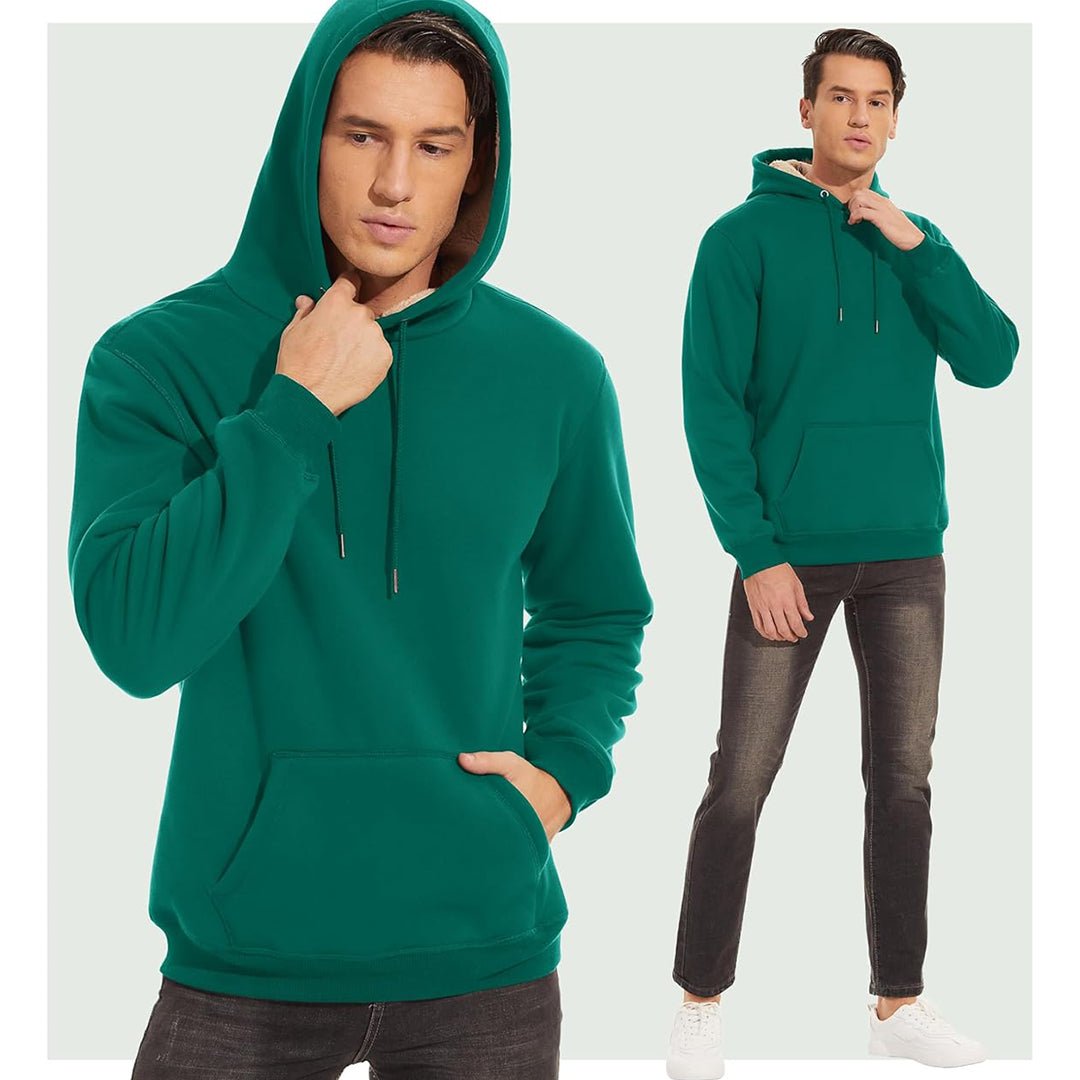 TACVASEN Emerald Green Men's Fleece Hoodie Thick Fleece Lined Sweatshirt