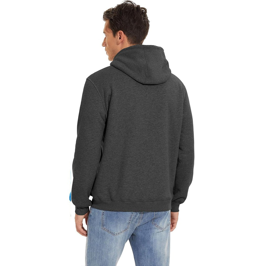 TACVASEN Dark Grey Men's Fleece Hoodie Thick Fleece Lined Sweatshirt