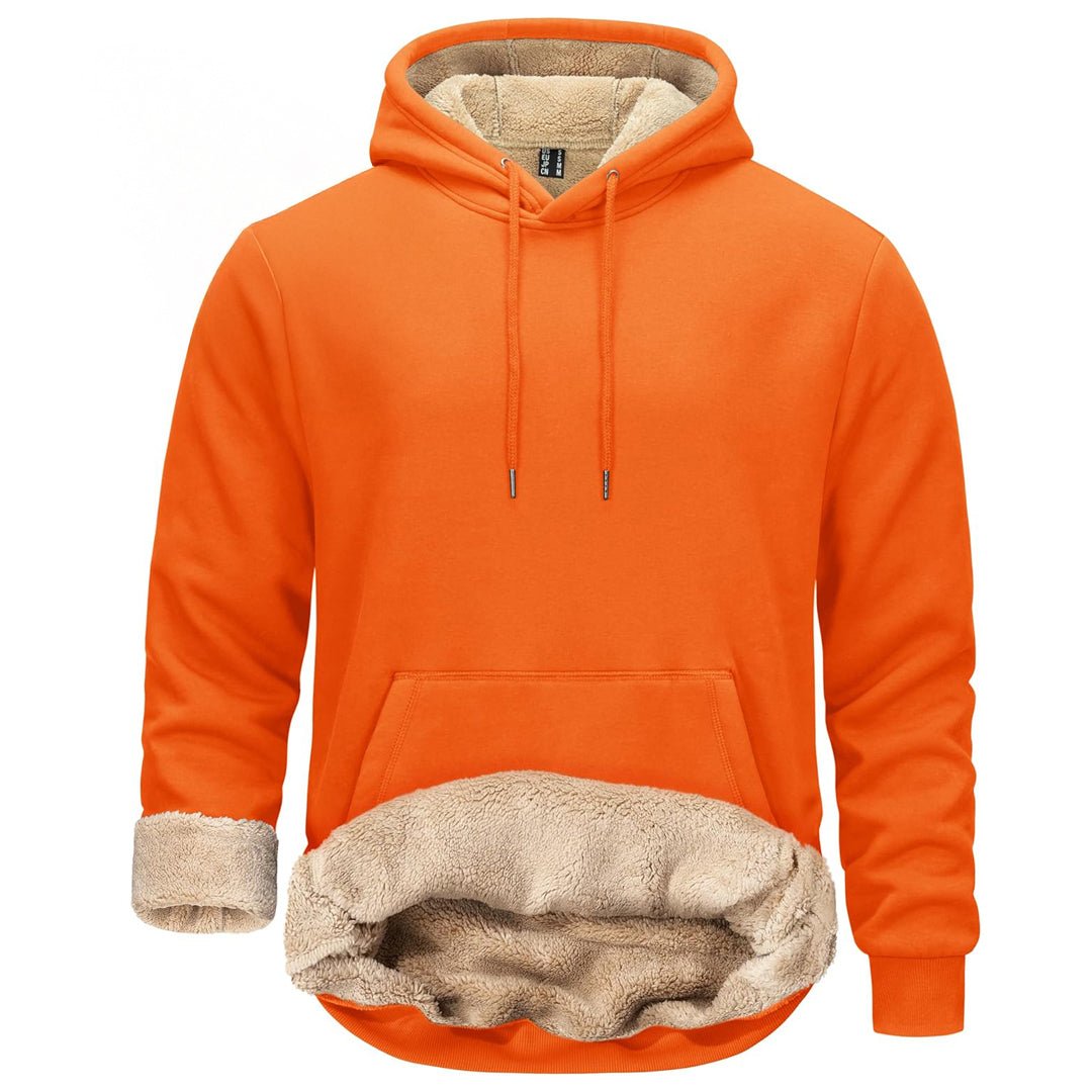 TACVASEN Orange Men's Fleece Hoodie Thick Fleece Lined Sweatshirt