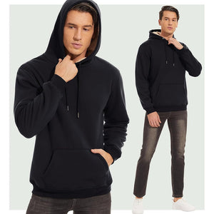 TACVASEN Black Men's Fleece Hoodie Thick Fleece Lined Sweatshirt