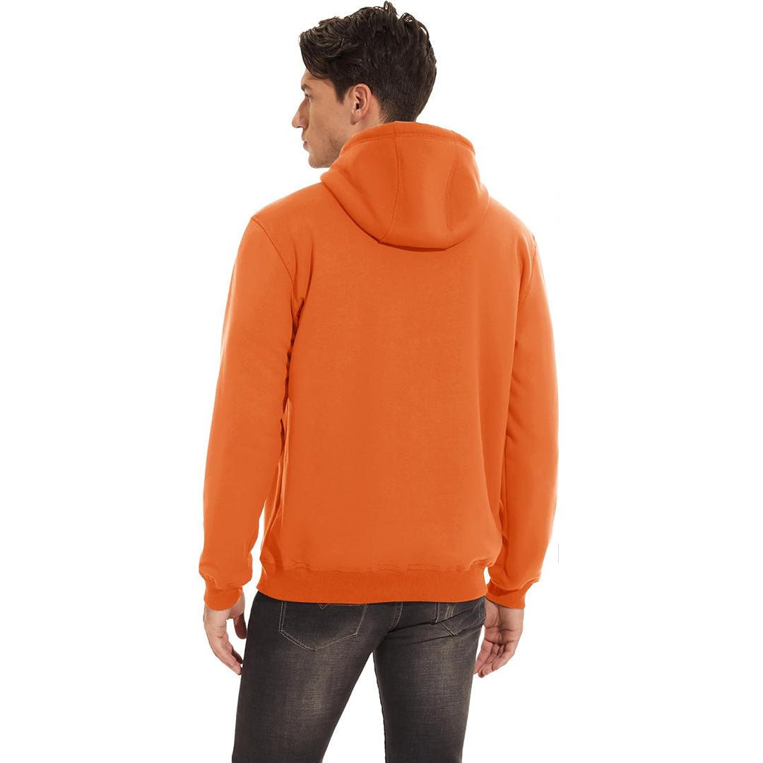 TACVASEN Orange Men's Fleece Hoodie Thick Fleece Lined Sweatshirt