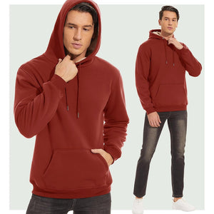 TACVASEN Orange Red Men's Fleece Hoodie Thick Fleece Lined Sweatshirt