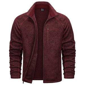 TACVASEN Wine Red Fleece Jacket Full Zip Casual Outdoor Wear