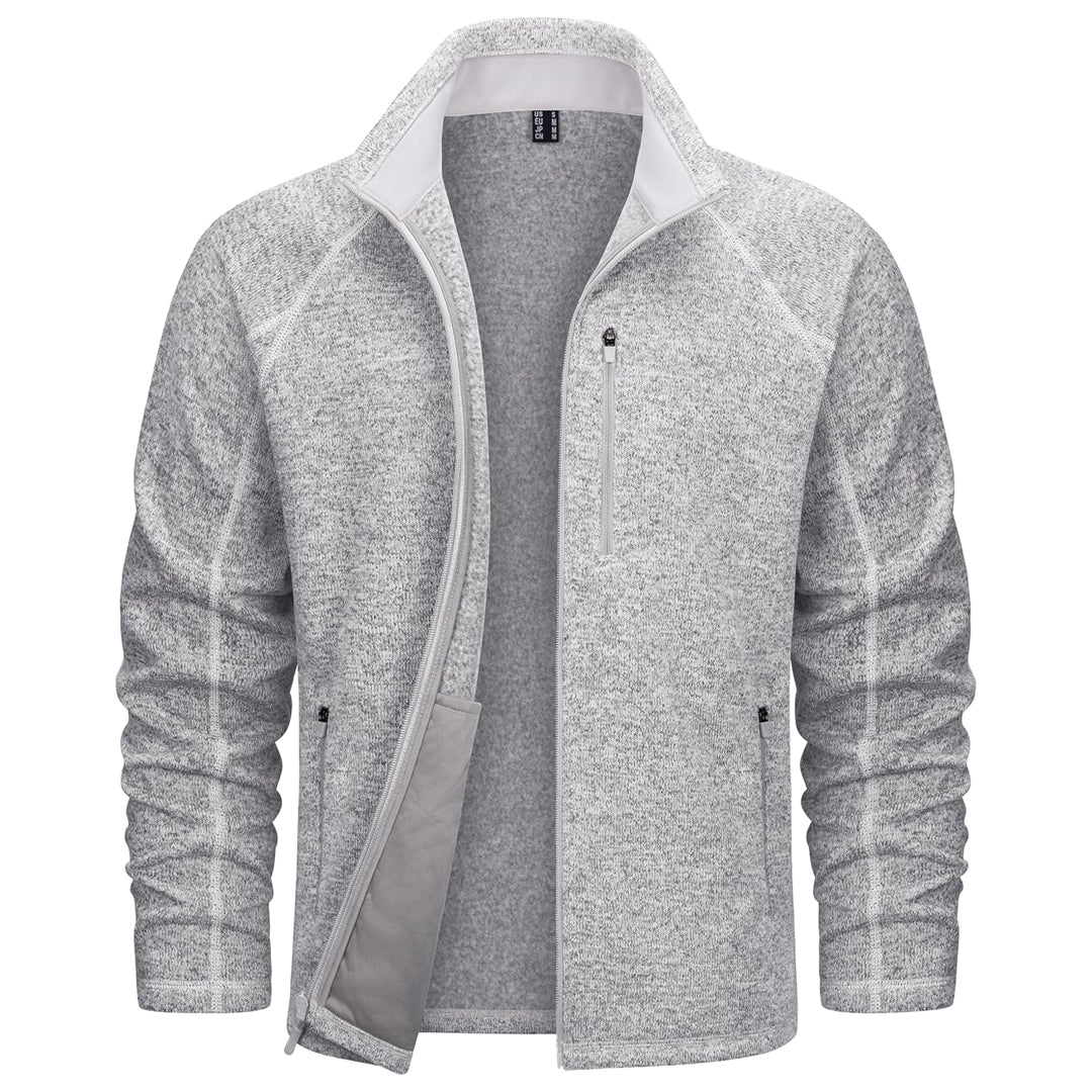 TACVASEN White Fleece Jacket Full Zip Casual Outdoor Wear