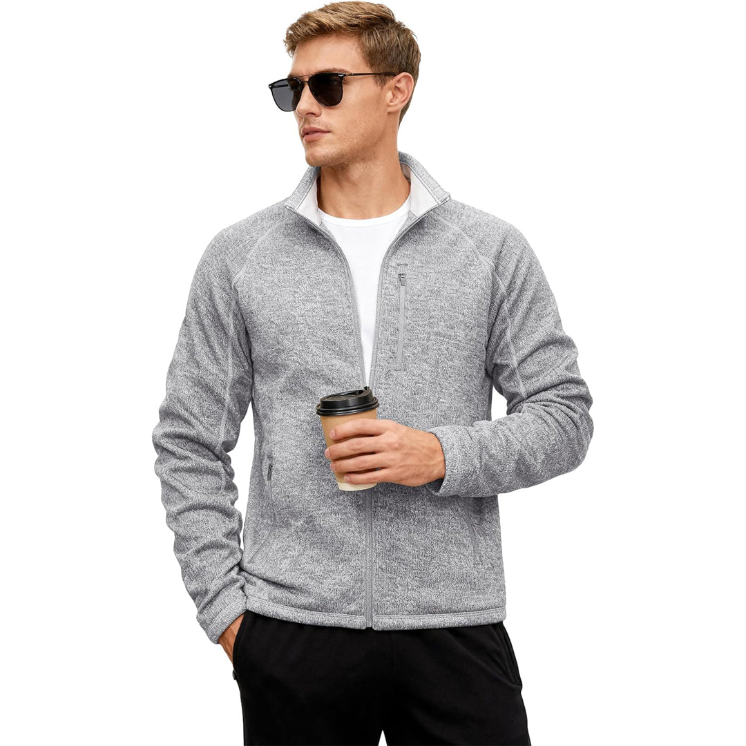 TACVASEN White Fleece Jacket Full Zip Casual Outdoor Wear