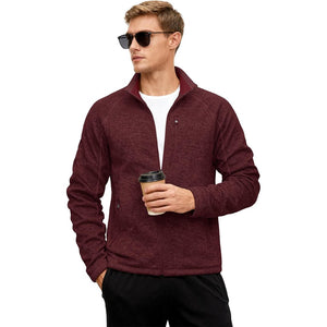 TACVASEN Wine Red Fleece Jacket Full Zip Casual Outdoor Wear