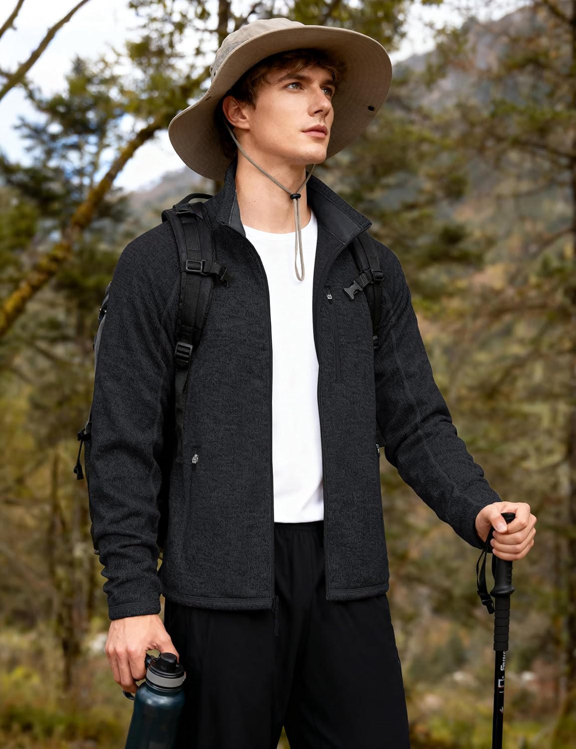 TACVASEN Black Fleece Jacket Full Zip Casual Outdoor Wear